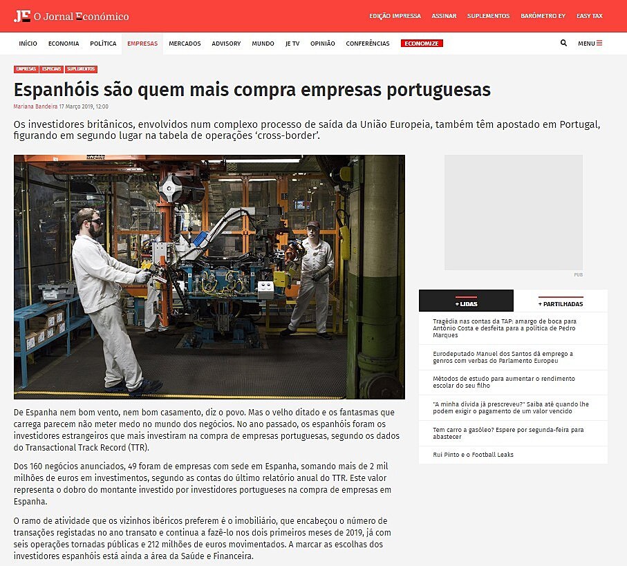 Espanhis so quem mais compra empresas portuguesas